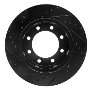 Ford F-250 Super Duty Brake Rotor (1) - Front Right - R1 Concepts - Drilled & Slotted - Black - `05-`12